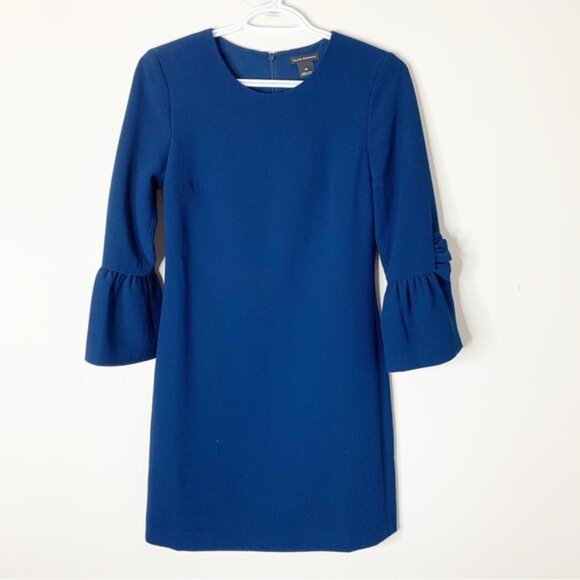Club Monaco Archibelle Shift Dress Navy Blue Crepe 3/4 Length Sleeve Size 00 - Picture 2 of 16